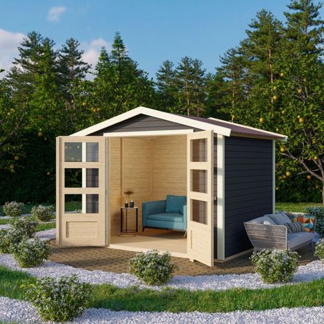 Abri de Jardin Bois Epicéa 6m² Amberg 4 Karibu Gris Terre (1/5)