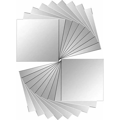 Lot de 18 pièces miroir carreaux autocollant miroir autocollant miroir mural pour décoration murale argent 15 x 15 cm (1/4)