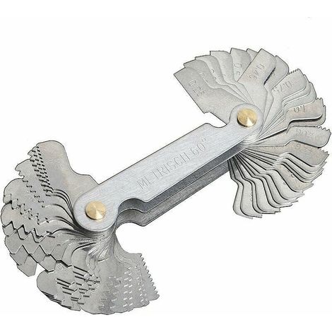 Pettine per filettatura, calibro per filettatura metrico, 58 lame, vite di fissaggio, calibro per filettatura, calibro per sistema metrico in pollici, argento, pezzo unico (1/5)