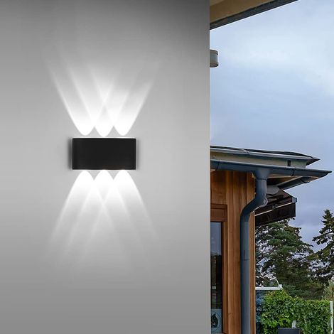 Appliques murales LED en aluminium noir éclairage haut et bas 8 W étanche IP65 lumière blanche 3000K pour intérieur et extérieur (1/5)