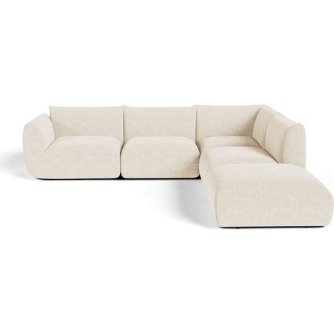 Canapé grand angle droit modulable 7 places en velours chenillé (1/5)