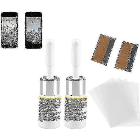 Kit de réparation pour écrans de téléphone et pare-brise fissurés - Solution liquide à faire soi-même avec outils pour écrans et vitres de voiture (1/4)