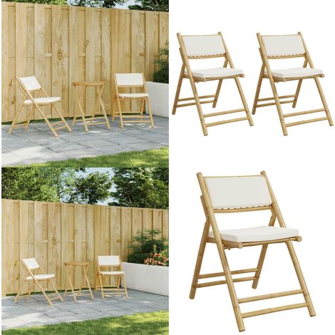 Chaises de bistro pliantes lot de 2 et coussins blanc crème - Chaise De Jardin - Fauteuil De Jardin - Mobilier De Jardin - Chaise Bistro - Chaise Pliante - Home & Living (1/5)