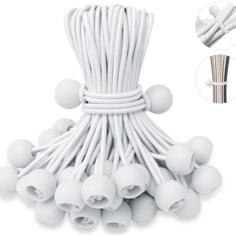 50 cordes élastiques robustes avec boucles pour fixation de bâches, tentes et supports publicitaires (1/5)