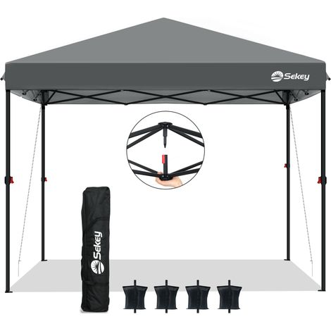 Sekey Faltpavillon 3x3m Pop Up Pavillon Partyzelt mit 4 Sandsäcken, Wasserdicht - UV-Schutz 51+, für Festival, Events, Picknicks, Grau (1/5)