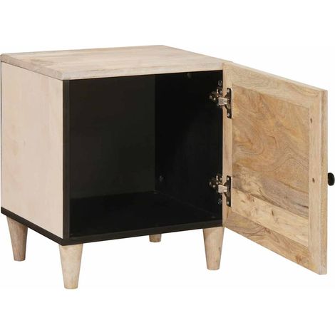 Table de chevet Cabinet de chevet Table de nuit Beige 40 x 33 x 46 cm Bois d'acacia massif (1/5)