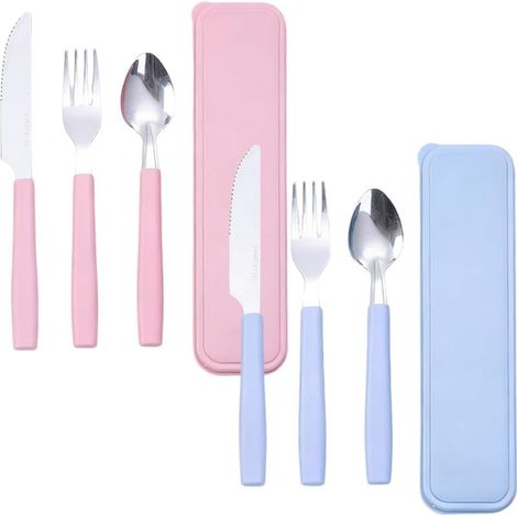 Couvert lunch box 6 pièces, inox avec étui, compatible lave-vaisselle, idéal voyage camping bureau. (1/5)