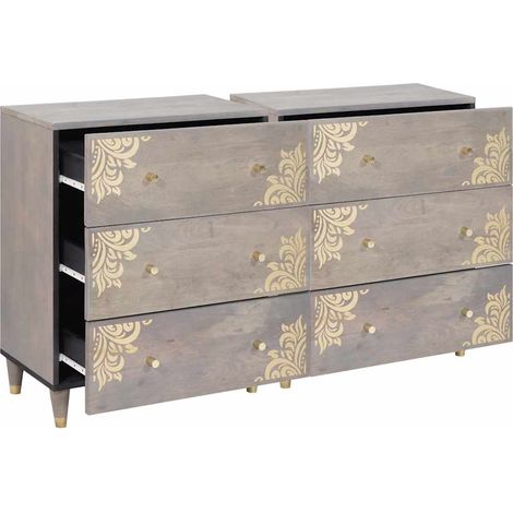 Maison La Vie - 2 pcs Buffet Moderne - Meuble de rangement - Gris 60 x 33 x 75 cm Bois de mangue massif bu194 (1/5)
