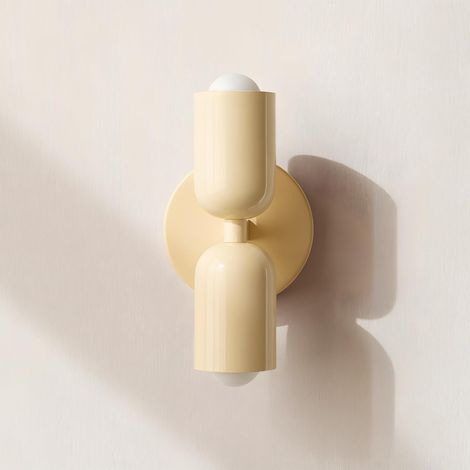 Wandleuchte für den Innenbereich mit 2 Leuchten, nach oben/unten schwenkbar, Metall-Wandleuchte, E27-Fassung, moderne cremefarbene Wandleuchte für Wohnzimmer, Schlafzimmer, Flur, Balkon, Treppenhaus,  (1/5)