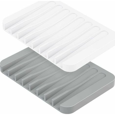 HONORNIC - Lot de 2 Porte-savon, porte-savon en silicone avec évacuation, porte-savon en silicone pour salle de bain douche porte-savon design (1/5)
