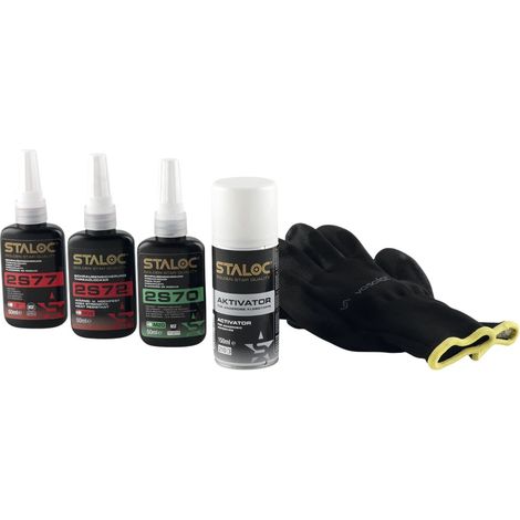 Staloc Schrauben Sicherung Set - 3x Schraubensicherung hochfest + Aktivator bis M56, 4-teilig (1/5)