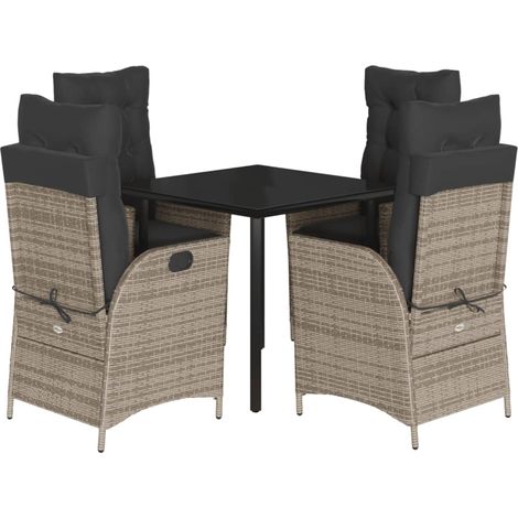 Maison Exclusive - Set da Pranzo da Giardino 5 pz con Cuscini in Polyrattan Grigio (1/5)