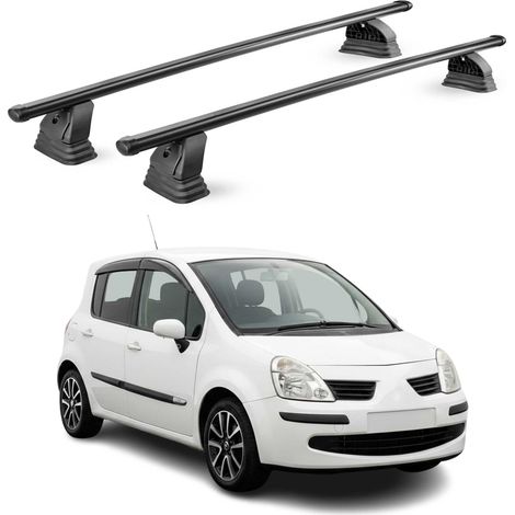OMAC Barres de toit transversales en acier pour Renault Modus 2004-2013 – TÜV / DIN 75302:2019 – Antivol inclus – Rainure en T (accessoires) – Charge max 75 kg – 2 barres – Noir (1/4)