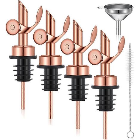 Set mit 4 beschwerten Ausgießern aus Edelstahl mit automatischer Öffnungs- und Schließfunktion für Olivenöl, roségoldfarben (1/5)