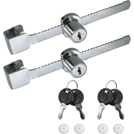 2 Pack Sliding Glass Door Lock, Showcase and Terrarium Lock, Ratchet Lock with 4 Keys, Suitable for Terrariums, Showcases, Cabinets (1/5)