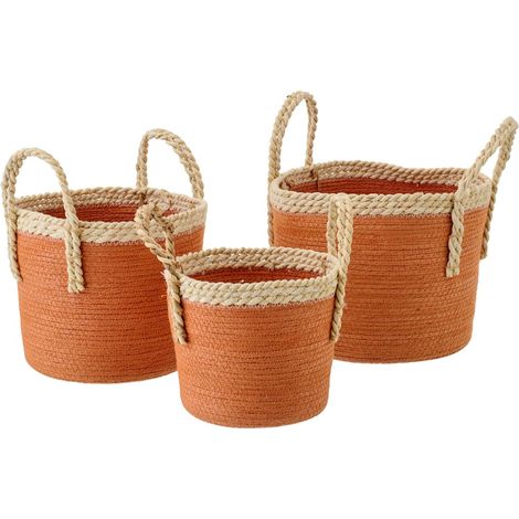Lot de 3 Paniers de Rangement "Issac" 29cm Orange