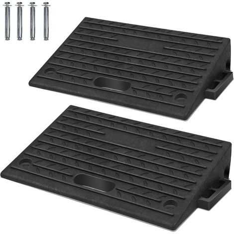 Randaco Set di 2 Rampa di carico con maniglie, rampa portatile in gomma da marciapiede alta 11 cm per auto, moto, sedie a rotelle 49x30x11cm