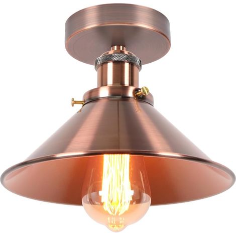 1 Plafonnier Industriel, Métal, Design Vintage, Douille E27, Pour Cuisine, Chambre