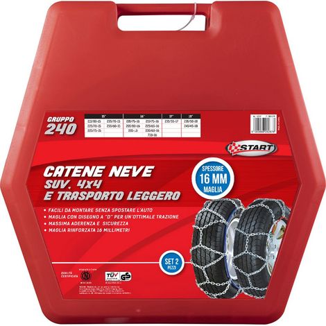 Set due pezzi catene da neve 16MM gruppo 240 per SUV 4x4 e trasporto leggero (1/5)