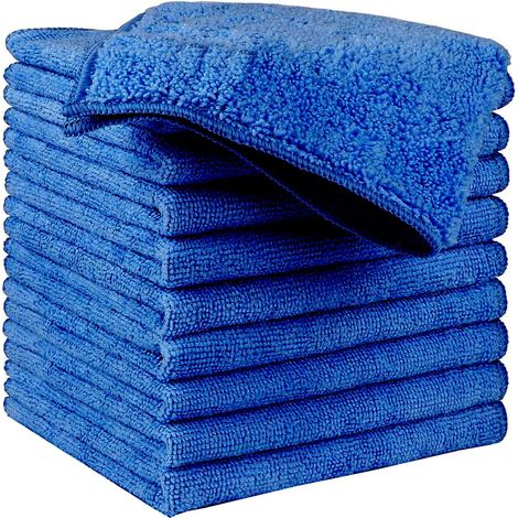 Mikrofaser-Reinigungstücher, Allzweck-Reinigungstücher zum Polieren, Trocknen, Wachsen, Staubwischen, 10 Stück, 30 cm x 30 cm, Blau (1/5)