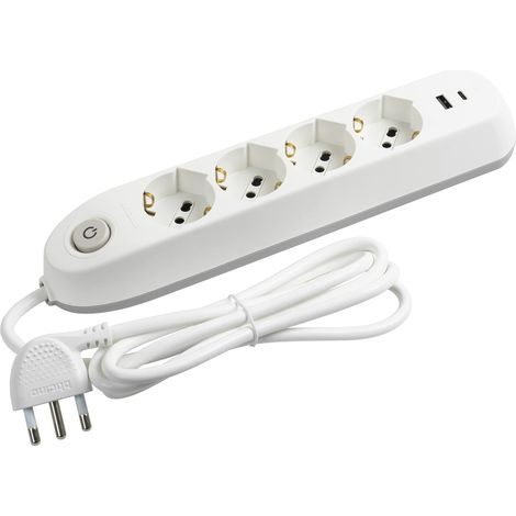 BTICINO MULTIPRISE ÉLECTRIQUE POKER 6 PLACES, 2 PRISES USB ET 4 PRISES POLYVALENTES (SCHUKO 10/16 A ET BIPAS), MULTIPRISE ÉLECTR