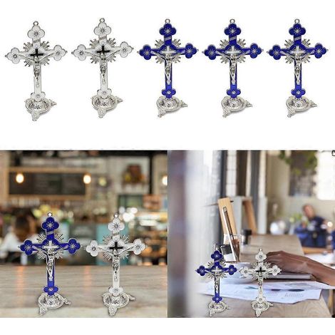 Lot de 5 croix métalliques décoratives pour la maison, le bureau ou l'église.