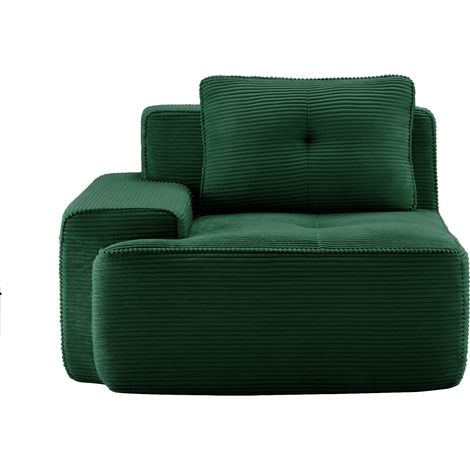 Confort cocooning pour le salon, canapé modulable vert en velours côtelé, mousse 32D et base antidérapante (1/5)