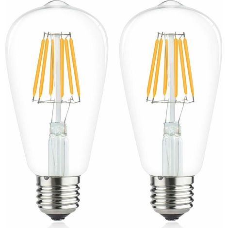 6W E27 ST64 Filament Edison Led Bulb 220V Led Vintage Classic Warm White 2700K 60W Halogen Bulb 600lm Equivalent for Motorhome, Yacht, Steamer, etc(2pcs, Dimmable) [Energy Class A++] (1/5)