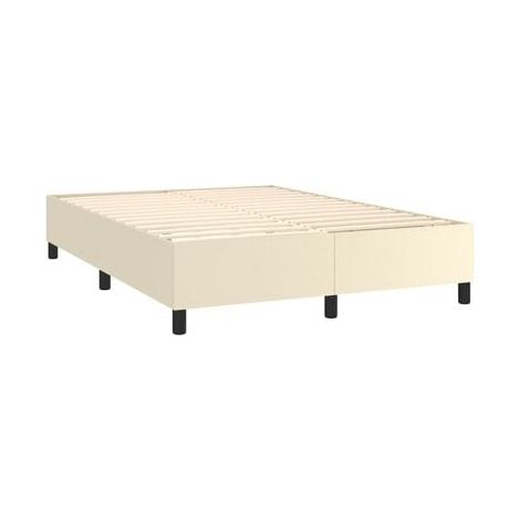 Sommier de style Snowco (avec matelas et lampe LED), couleur crème, 140 × 190 cm, éclairage led d’ambiance, pour chambre, décor moderne, facile à assembler (1/5)
