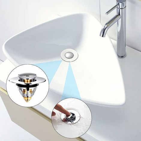 BETTE Universel Bonde de Lavabo Pop-Up, Flitre de Vidange Anti-Bloqué, Bonde et Clapet Baignoire en Acier Inoxydable et Cuivre Pur, Flitre Cheveux Anti-Odeur pour Les Trous de 1.33” à 1.49” (1/4)