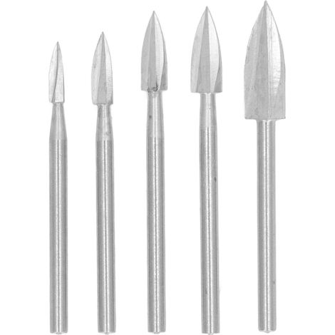 Lot de 5 couteaux à graver en acier rapide 3 cannelures pour bois, liège et maquettes (1/5)