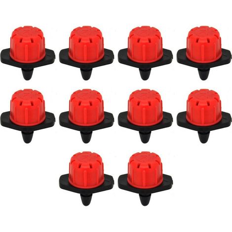 GOTERO REGULABLE ROJO 0 49 LH VARIFLOW 10 UNIDADES  GOTERO DE CAUDAL REGULABLE DE 0 A 49 LITROS POR HORA ESTOS MICRO GOTEROS TIENEN 8 ORIFICIOS EN LA PARTE SUPERIOR PUEDE VARIABLEMENTE USARSE (1/5)