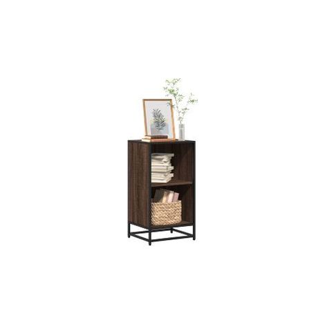 Petite étagère bibliothèque 2 niveaux Kalvani - Bois et metal noir 40 cm-Noyer-Largeur 40 cm (1/5)