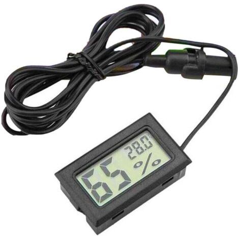 Mini termometro e igrometro digitale, misuratore elettronico di temperatura e umidità per uso interno ed esterno con sonda.