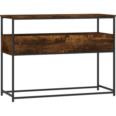 Table d'appoint console pratique avec tiroirs pour une entrée organisée 100 x 40 x 75 cm bois d'ingénierie marron et métal DEC031774