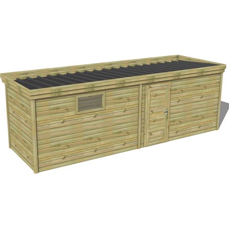 ABRI DE JARDIN bois traité 27mm, 7,3x2,1m, 16m2 (1/3)