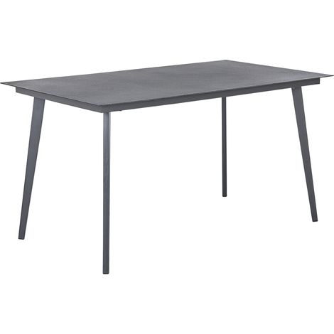 Mesa de comedor de jardín gris acabado mate 140 x 80 cm aluminio 4 personas rectangular minimalista industrial Mileto (1/5)