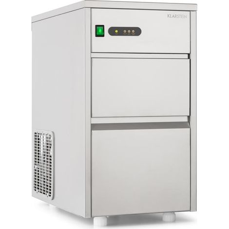 Klarstein Eiswürfelmaschine, Profi Ice Maker, Eiswürfelbereiter für Klare Eiswürfel, Eiswürfelmaschine für Gastro & Zuhause, Leise Eiswürfelmaschine Groß mit Eiswürfelbehälter, 145W, 20 kg/Tag, Silber