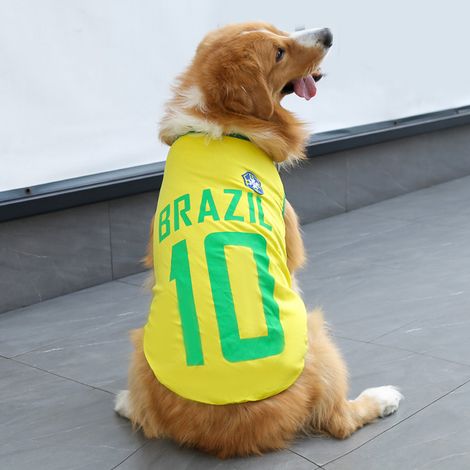 Gilets d'été respirants pour animaux de compagnie, thème Coupe du Monde, pour chiens et chats de toutes tailles - XS - Jaune 10 Brésil
