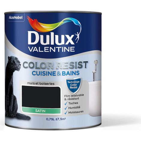 Peinture Color Resist Cuisine & Bains Satin Noir 0,75 L - Dulux Valentine