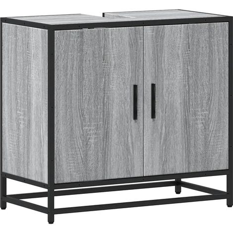 Armoire de lavabo rétro élégante salle de bain 65 x 33 x 60 cm avec espace de rangement style industriel en bois sonoma gris