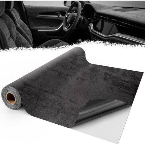 rotolo di tessuto in microfibra autoadesivo 200 x 40 cm, grigio scuro, rivestimento effetto camoscio per interni auto (cruscotto, mobili) (1/5)