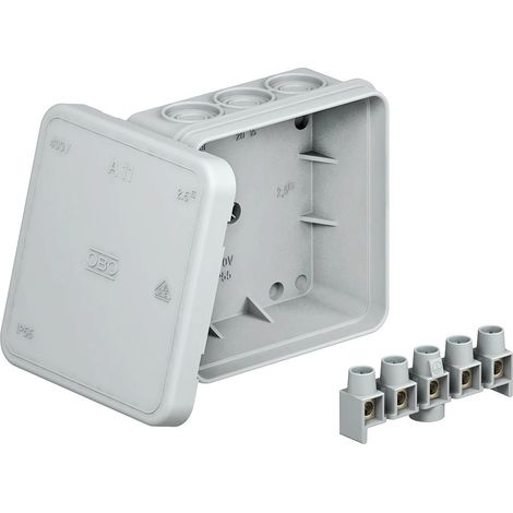 OBO Bettermann Caja de derivación de cables con regleta de bornes 85x85x40 polietileno gris claro RAL 7035, 2000326