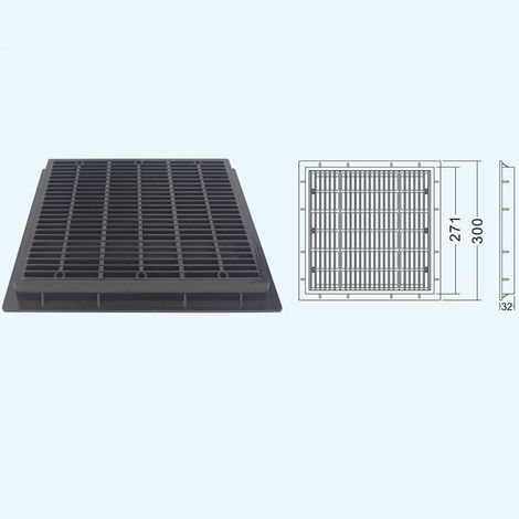Grille de vidange carrée 300x300mm pour piscine, couvercle de bonde de fond en plastique noir, accès facile-Alovez-WCY