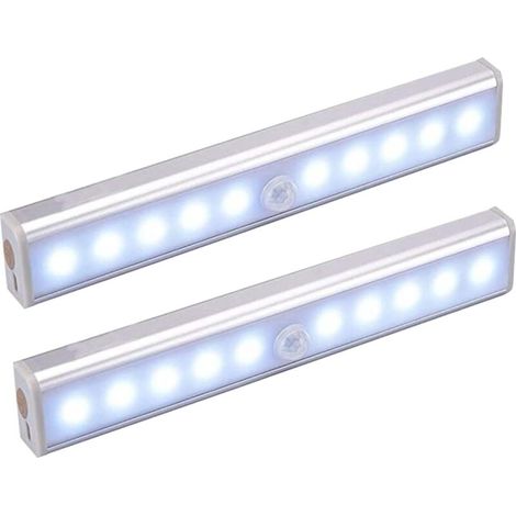 Indoor Motion Sensor Light, Pack of 2 Wireless 10 LED Lights, USB Rechargeable Motion Sensor Lights with Magnets, for Cabinets