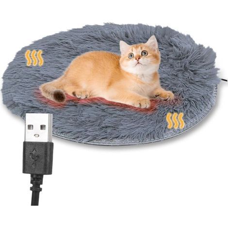 Chauffant pour Chat, Couverture électrique pour Animal de Compagnie en Peluche, Coussin Chauffant pour Chien de Charge USB pour Petits Chiens, Chats,40cm (1/5)
