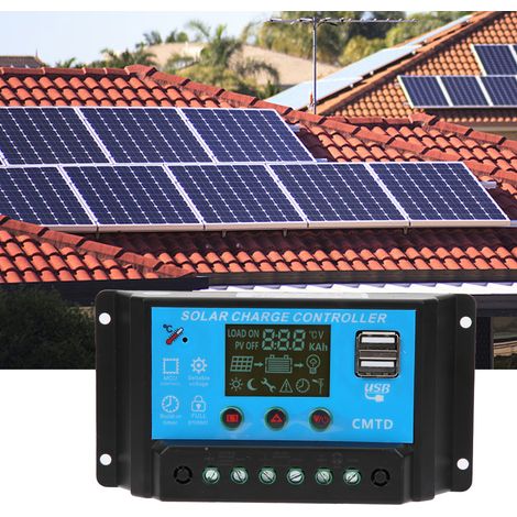 Contrôleur de charge solaire automatique 20 A pour batteries au plomb-acide 12 V/24 V avec double sortie USB 5 V (1/5)