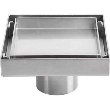 Siphon de sol en acier inoxydable 304 – Drain carré 10x10 cm – Capacité de drainage élevée – Installation facile dans cuisine et salle de bain (1/5)