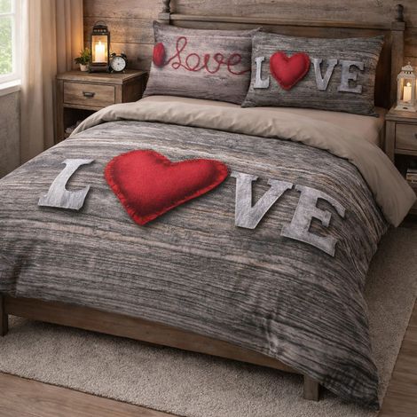 COPRIPIUMINO DAISY CUORE LOVE SHABBY TIROLESE Cm. 155X200 (1/5)