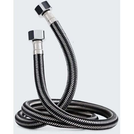 Tuyau Tressé 2M, Tuyaux de Raccordement(G1/2 X G1/2) avec tresse en acier inoxydable,Tuyau d'entrée de Chauffe-Eau Chaude et Froide,pour Remplacement Universel de Cuisine Salle de Bain. (1/4)